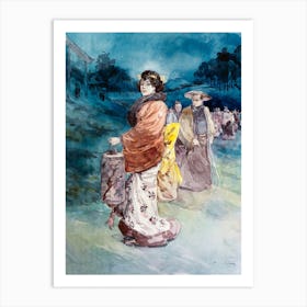 Procession Of Characters In Japanese Costume, Henry Somm Art Print