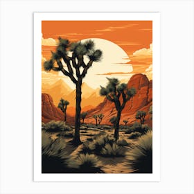 Joshua Tree In Mountains In Style Of Gold And Black (3) Art Print