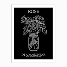 Rose In A Mason Jar Line Drawing 1 Poster Inverted Art Print