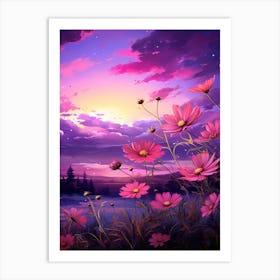 Cosmos Wilflower At Sunset In South Western Style  (3) Art Print