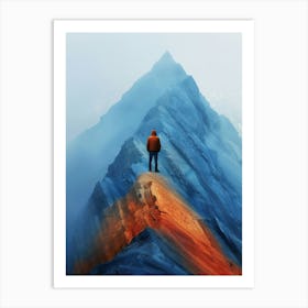 Man Standing On Top Of Mountain 1 Art Print