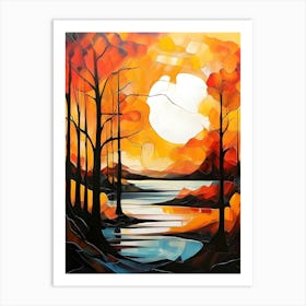 Sunset Over The Lake Art Print