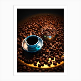 Coffee Cup And Coffee Beans Art Print