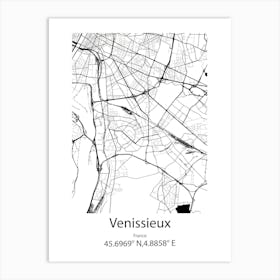 Venissieux,France Minimalist Map Art Print