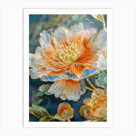 Peony Embroidery Art Print