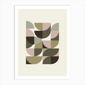 Minimalist Modern Aesthetic Geometric Shapes in Sage Green and Blush Pink Art Print
