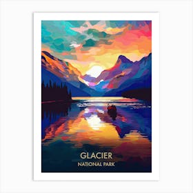 Glacier National Park Travel Poster Illustration Style 6 Art Print