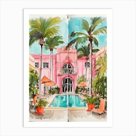 The Waldorf Astoria Beverly Hills   Beverly Hills, California  Resort Storybook Illustration 1 Art Print