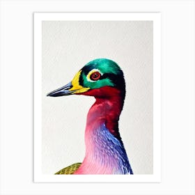 Grebe 2 Watercolour Bird Art Print