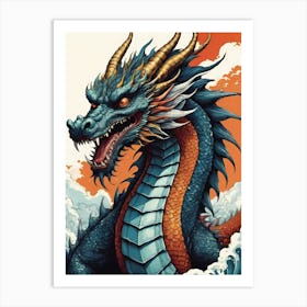 Japanese Dragon Pop Art Style (51) Art Print