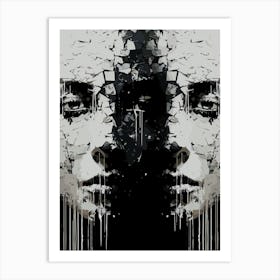 Fragmented Face Dark Abstract Expression Art Print