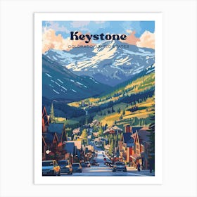 Keystone Colorado Ski Town Digital Travel Illustration Art Print