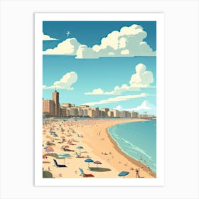 Brighton Beach, England, Flat Illustration 3 Art Print