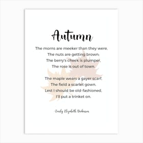 Autumn Poem By Emily Elizabeth Dickinson Art Print