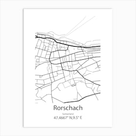 Rorschach,Switzerland Minimalist Map Art Print