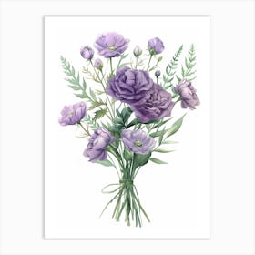 Purple Flowers Bouquet Art Print