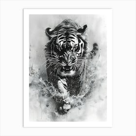 Badass Angry Tiger Ink Painting 12 Art Print