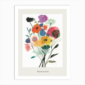 Ranunculus 1 Collage Flower Bouquet Poster Art Print