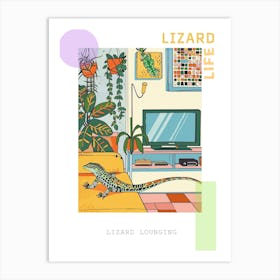 Lizard In The Living Room Modern Colourful Abstract Illustration 3 Poster Art Print