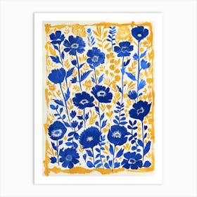 Blue And Yellow Flowers 4 Art Print