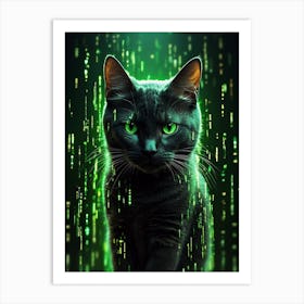 Black Cat With Green Eyes Art Print