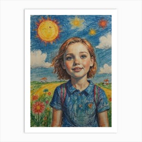 Girl With Sun Art Print