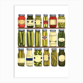 Pickles And Pickles Jars Illustration Art Print