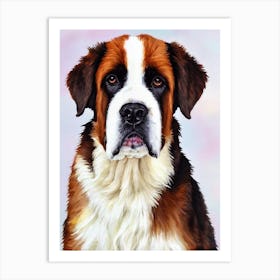 St Bernard 3 Watercolour Dog Art Print
