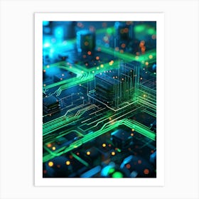 Abstract Depiction Of Advanced Cybersecurity Concept Interlacing Neural Network Patterns And Thick (2) Art Print