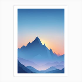 Misty Mountains Vertical Composition In Blue Tone 210 Art Print