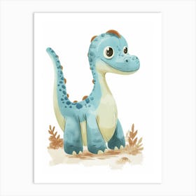 Blue Pastel Dryosaurus Dinosaur 2 Art Print