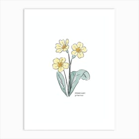 February Primrose Birth Flower 1 Art Print