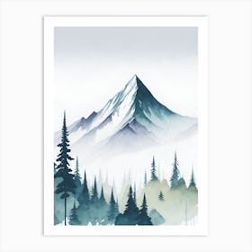 Mountain And Forest In Minimalist Watercolor Vertical Composition 89 Art Print