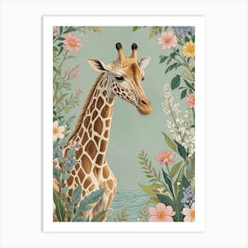 Giraffe In The Garden Art Print