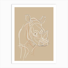 Rhino - Boho, Line Art 4 Art Print