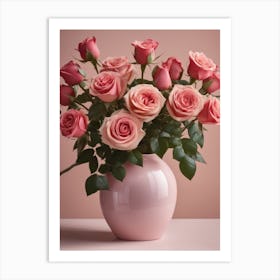 A Vase Of Pink Roses 21 Art Print