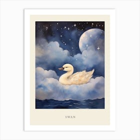 Baby Swan 2 Sleeping In The Clouds Nursery Poster Art Print