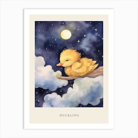Baby Duckling 2 Sleeping In The Clouds Nursery Poster Art Print