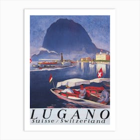 Lugano Switzerland Vintage Travel Poster Art Print