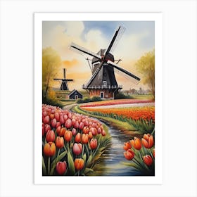 Netherlands Iconic Tulips National Flower Landscape Art Print