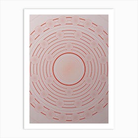 Geometric Glyph Circle Array in Tomato Red n.0222 Art Print