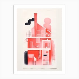 A House In Copenhagen, Abstract Risograph Style 1 Art Print