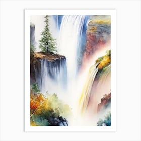 Victoria Falls Of The North, Canada Water Colour  (3) Art Print