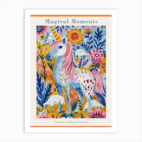 Unicorn With Lambs Fauvism Inspired 1 Poster Art Print