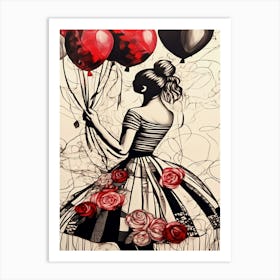 Girl With Balloons 1 Art Print