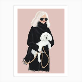 Woman With Dog 1 Art Print