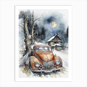 Vw Car In Winter Art Print