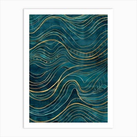 Gold Wavy Waves Art Print