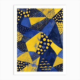 Blue And Yellow Polka Dots 1 Art Print