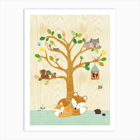 Nursery Tree and Fox Art Print